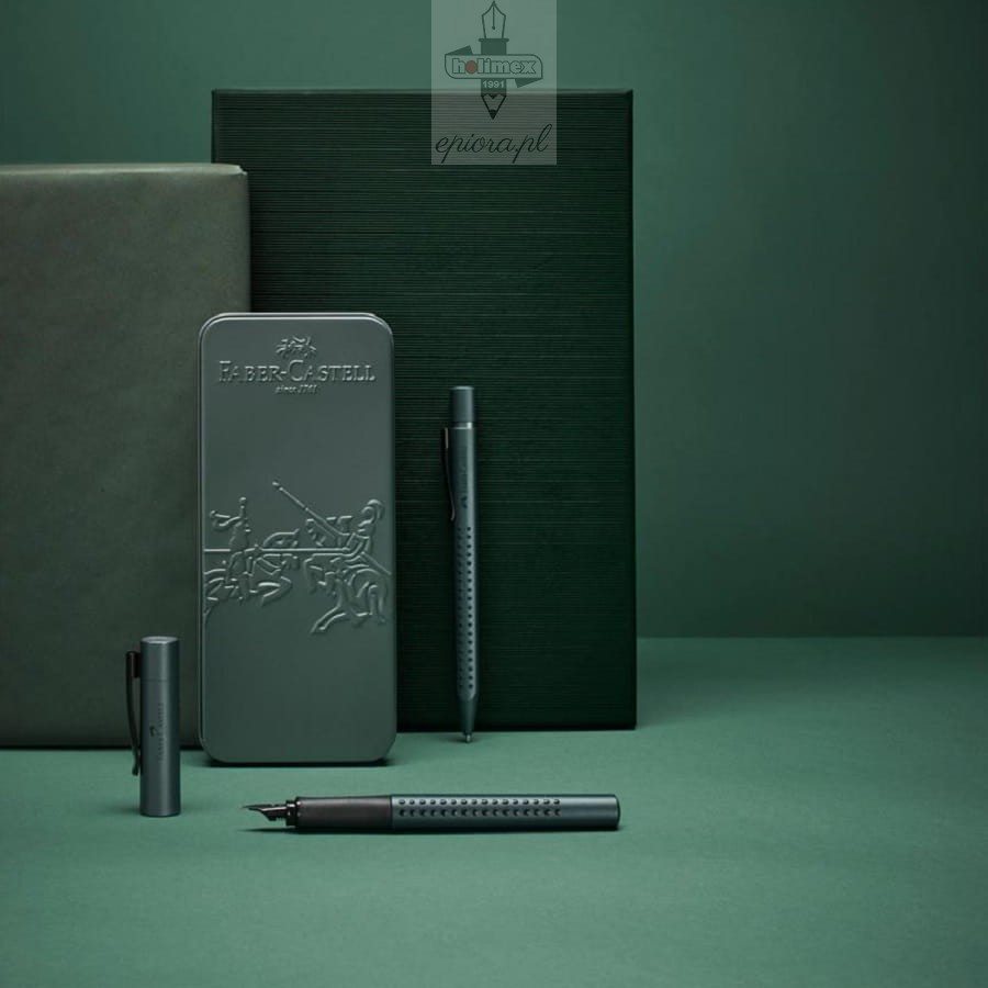Faber-Castell 201629 - Grip 2011 kalligrafieset, zilver, met inktpartornen in de kleuren zwart, roze en koningsblauw : Faber-Castell