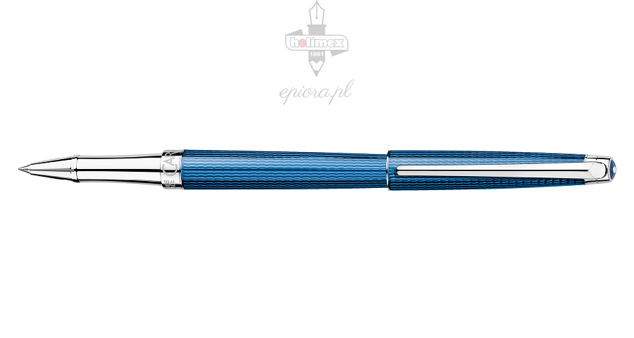 Stylo Roller CARAN D'ACHE Léman Slim Laqué Bleu Foncé & Chrome - Occasion