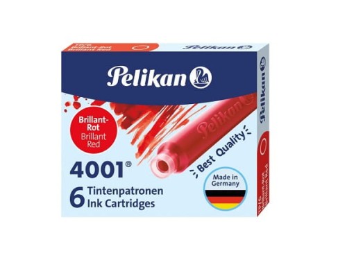 Naboje do piór wiecznych Pelikan 4001 TP6 czerwone.jpg