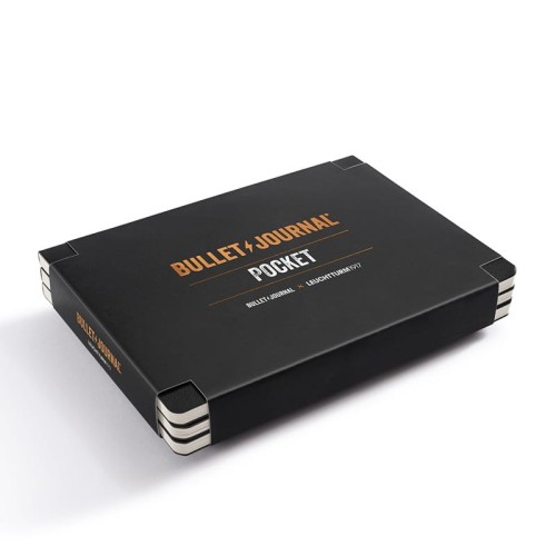 Zestaw 3 notatników Leuchtturm1917 Bullet Journal Black Pocket.jpg