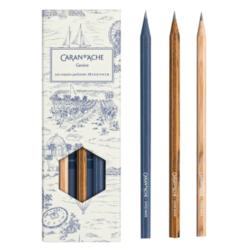 Zestaw 3 pachnących ołówków Caran d'Ache Les Crayons de la Maison Toile de Jouy.jpg