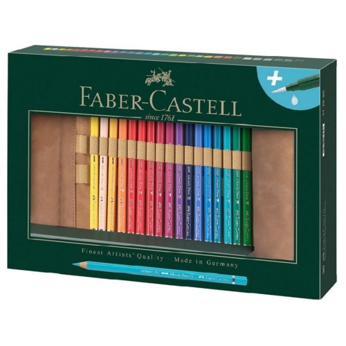 Kredki akwarelowe Faber-Castell Albrecht Dürer 30 szt., pędzelek akwarelowy, piórnik rolowany.jpg
