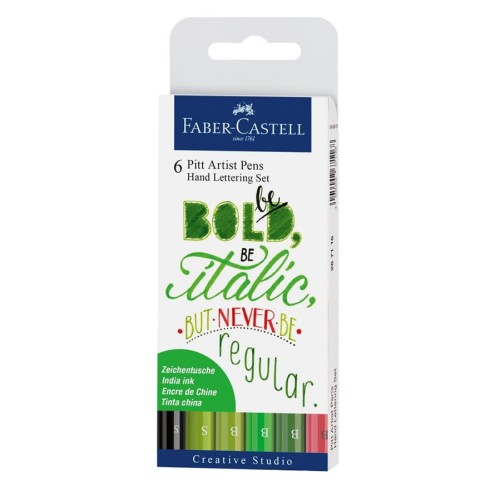 Zestaw pisaków artystycznych Faber-Castell Pitt Artist Hand Lettering odcienie zieleni 6 elementów.jpg