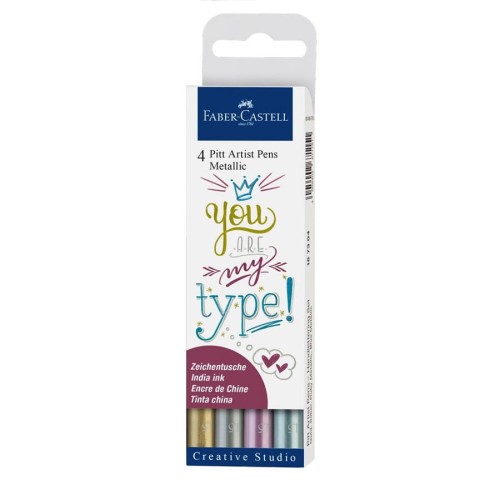 Zestaw pisaków artystycznych Faber-Castell Pitt Artist Pens Metallic Hand Lettering odcienie metaliczne 4 elementy.jpg