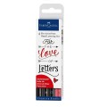 Zestaw pisaków artystycznych Faber-Castell Pitt Artist Pens Hand Lettering czarne i czerwony 4 elementy