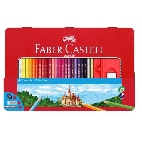 Kredki Faber-Castell Zamek 48 szt. i akcesoria w metalowej kasetce.jpg