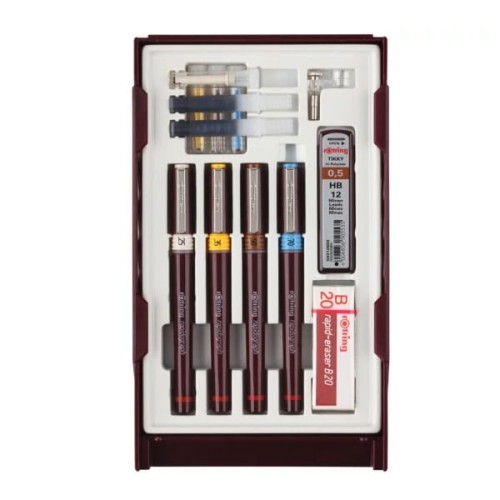 Zestaw rapidografów Rotring College 0,25 mm, 0,35 mm, 0,5 mm, 0,7 mm.jpg